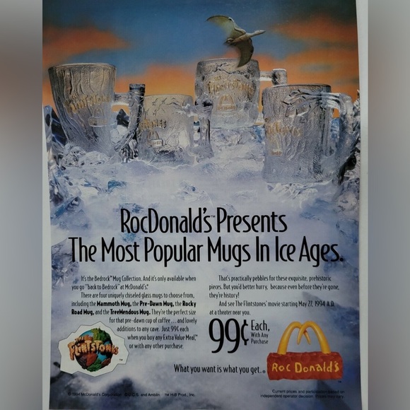 VTG 1993 McDonald's Flintstones RocDonalds 3D Glass Mugs Cups Lot 3 - Picture 10 of 12